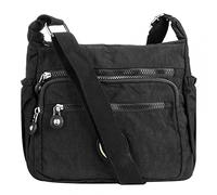 Milky Way Bolso de hombro impermeable con múltiples bolsillos para mujer, correa ajustable, bolsos cruzados, bolsos casuales de lona, bolsos de mensajero, Black, Talla única