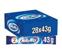 Milky Way Chocolatina de delicioso Turrón blanco recubierto de Chocolate con Leche (28 x 43g)