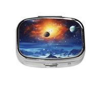 Milky Way Image - Pastillero cuadrado de metal para bolso, pequeño y lindo organizador de píldoras de medicina de 2 compartimentos, portapíldoras portátil para medicinas diarias y vitaminas