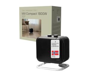 Mill Calefactor Bajo Consumo Cerámico 1800 W, Ventilador Portátil PTC para 5-30 m², Radiador Eléctrico de Pie Silencioso, Calentamiento Rápido, Negro, Enchufable, Diseñado en Noruega