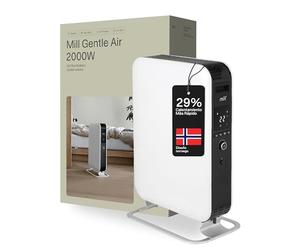 Mill Radiador de Aceite 2000 W, Radiador Eléctrico hasta 28 m², Calefactor Bajo Consumo Silencioso y Seguro, Programa Día y Noche, Radiador de Pie de Diseño Elegante, Diseñado en Noruega