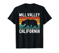 Mill Valley California Retro Bear Sunset 415 628 Marin Camiseta