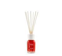 Millefiori Milano Difusor de Varillas en Rattan 100 ml Mela & Cannella - Aroma Amaderado Especiado con Manzana Verde, Canela y Vainilla, Color Rojo