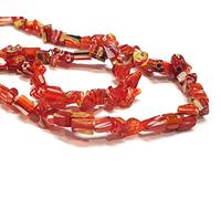 Millefiori R47 - Perlas de cristal rojas con forma de chips, 3 ~ 8 mm, 90 cm, aprox. 250 unidades