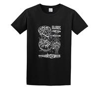Millennium Falcon Blueprint Men's T-Shirt Unisex Black Cotton Print tee Shirts XXL