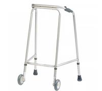 Millercare Ultra Lightweight Walking Frame with Wheels - Durable & Easy to Use Mobility Aid - Adjustable Height Aluminium Walker for Seniors & Mobility Assistance (Silver, Small)(Large)