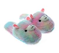 Millffy Pantuflas de unicornio de peluche | Lindas pantuflas de felpa Rainbow Llama | Zapatos de casa de felpa de alpaca | Pantuflas mullidas para niñas (40-41 EU, Alpaca)