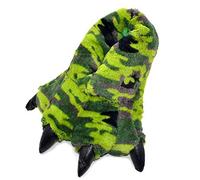 Millffy Zapatillas Divertidas Oso Grizzly Peluche Animal Peludo Garra Paw Zapatillas Niños, Niños y Adultos Disfraz Calzado (X-Large - (Talla de hombre), Camuflaje de dinosaurio verde)