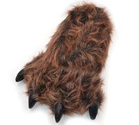 Millffy Zapatillas Divertidas Oso Grizzly Peluche Animal Peludo Garra Paw Zapatillas Niños, Niños y Adultos Disfraz Calzado (Large - (Talla de mujer), Oso pardo pardo)