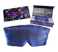 Millie & Boo Antifaz de seda para dormir, 100 % pura, orgánica, morera de 19 momme, antifaz para dormir, cómoda máscara de ojos azul marino con banda elástica, caja de regalo de lujo para mujeres y