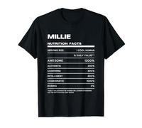 Millie Datos de Nutrición Nombre Gracioso Camiseta gráfica económica