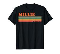 Millie Retro Personalizado Nombre Vintage Rayas Camiseta gráfica económica