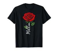 Millie - Rosa Personalizada con Nombre Elegante Floral para Mujeres y niñas Camiseta