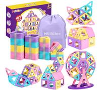 MilliGlee Bloques Magneticos Construccion Niños - 102 Piezas Magneticas Niños Construcciones Magneticas Niño con Bolsa de Almacenamiento Juego Imanes Niño Juguetes para Niñas Niño 3 4 5 6 7 8 Años