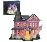 Millionspring Kit de construcción de la casa rosa con luces LED, modelo de ladrillos del palacio rosa para decoración del hogar, regalo creativo para Halloween, amigos, niños y adultos
