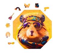 Milliwood Puzzle Madera 90 Piezas - Hippy Hamster - Puzzle 5 años Puzzle niños Puzzles para Adultos Puzzle Animales Jigsaw Puzzle Rompecabezas niños Rompecabezas Adulto Puzzles - 34x34cm