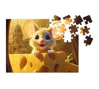 Milliwood Yuppie Cutie Series - Ratón - Rompecabezas con Una Adorable Obra de Arte - Entretenimiento para Toda la Familia - Forma Clásica, 28,5x21cm, 70 Piezas
