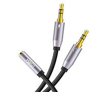 MillSO Audio Splitter Cable Headset Adapter 3.5 mm Hembra a Clavija (Auricular y micrófono) para PS 4 Gaming Auriculares, Tableta, Ordenador portátil o PC - Gris