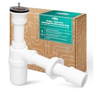 Millto Botella Sifón Para Fregadero 6/4'' 40/50 mm Conjunto Desagüe Antiodores Conexión Agua Cedazo Plástico Válvula Metal Para Cocina Dimensión Universal