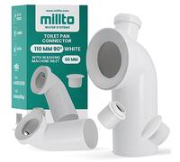 Millto™ Codo de conexión para inodoro, 110 mm, codo de tubo de 90º con salida de lavadora de 50 mm, conector de polipropileno, sistema de desagüe, conexión para inodoro, color blanco