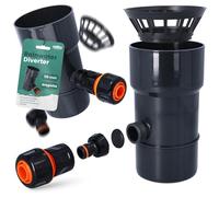 Millto™ Colector de Lluvia para Bajante y Depósito de Lluvia DN Ø110 mm Grafito | Recuperador de Agua con Filtro Desagüe Drenaje de Canalón Bajada Conexión para Manguera de Jardín