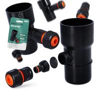 Millto™ Colector de Lluvia para Bajante y Depósito de Lluvia DN Ø63 mm Negro | Recuperador de Agua con Filtro Desagüe Drenaje de Canalón Bajada Conexión para Manguera de Jardín