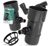 Millto™ Colector de Lluvia para Bajante y Depósito de Lluvia DN Ø90 mm Grafito | Recuperador de Agua con Filtro Desagüe Drenaje de Canalón Bajada Conexión para Conector Rápido 1 PowerJet