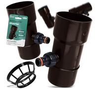 Millto™ Colector de Lluvia para Bajante y Depósito de Lluvia DN Ø90 mm Marrón | Recuperador de Agua con Filtro Desagüe Drenaje de Canalón Bajada Conexión para Conector Rápido 1 PowerJet