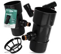 Millto™ Colector de Lluvia para Bajante y Depósito de Lluvia DN Ø90 mm Negro | Recuperador de Agua con Filtro Desagüe Drenaje de Canalón Bajada Conexión para Conector Rápido 1 PowerJet