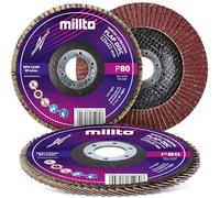 Millto Disco de Lija Flap 125x22,2 mm P80 T29 Láminas Lijadoras para Metal Madera Óxido Pintura Suciedad Amoladora Angular Disco Abrasivo Flap Rueda Lijado Superficies