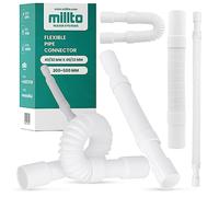Millto™ Manguera de drenaje flexible de polipropileno blanco de 40/32 mm Conexión universal Manguera de conexión adecuada para todas las configuraciones ajustable