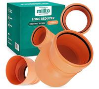 Millto™ Reductor de tubería de 200 x 160 mm, color naranja, reductor de tuberías, adaptador de tubería de agua, sistema de alcantarillado, conector de tubería de PP, reducción