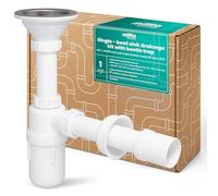 Millto Sifón Botella Para Fregadero 6/4'' 40/50 mm Rejilla Metálica 90 mm Desagüe Antiodor Conexión Agua Filtro Plástico Tubo Evacuación Válvula Lavabo Cocina Accesorio