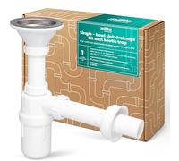 Millto Sifón Botella Para Fregadero 6/4'' 40 mm Rejilla Metálica 90 mm Desagüe Antiodor Conexión Agua Filtro Plástico Tubo Evacuación Válvula Lavabo Cocina Accesorio