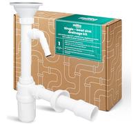 Millto Sifón Botella Para Fregadero Cocina 6/4'' 40/50 mm Kit Drenaje Cierre Olor Conexión Agua Rejilla Desagüe Plástico Válvula Metal Rejilla Compatible Instalación