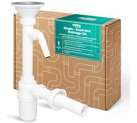 Millto Sifón Botella Para Fregadero Cocina 6/4'' 40 mm Kit Drenaje Cierre Olor Conexión Agua Rejilla Desagüe Plástico Válvula Metal Rejilla Compatible Instalación
