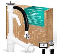 Millto Sifón Botella Para Fregadero De Una Cubeta 6/4'' 40 mm Cierre Olor Conexión Lavavajillas Lavadora Drenaje Plástico Criba Metal Cocina Instalación Fácil