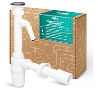 Millto Sifon Botella Para Fregadero Una Cubeta 6/4'' 40/50 mm Kit Drenaje Con Conexion Electrodomestico Cierre Antihongo AntiOlor Plastico Vacio Rejilla Metalica