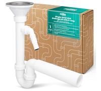 Millto Sifón De Cocina 6/4'' 50 mm Conexión Para Lavaplatos Kit De Desagüe Con Tubo Antiolor Instalación Doméstica Con Salida Para Electrodomésticos Material Plástico Resistente