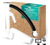 Millto Sifón Para Fregadero Simple 6/4'' 50 mm Juego Desagüe Tubo Con Rebosadero Plástico Blanco Cocina Conexión Lavavajillas Instalación Fácil Junta Estanqueidad