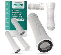 Millto™ Tubo de conexión de inodoro PVC flexible 110 x 540 mm Desagüe Blanco Conexión de tazón Reforzado Desecho de inodoro Adecuado para todas las configuraciones