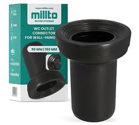 Millto Tubo de desagüe 90 x 150 cm, conector de pared, alcantarillado, tubo de inodoro, polipropileno empotrado, conexión para cisterna, tubería de desagüe