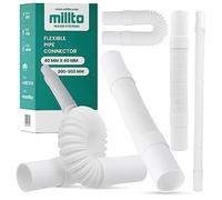 Millto™ Tubo de drenaje flexible 40 mm blanco de polipropileno, conector universal, tubo flexible, compatible con todas las configuraciones, ajustable