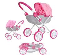 Milly Mally Cochecito plegable Dori para niñas a partir de 3 años, con capota, ruedas de espuma, correas Prestige rosa