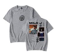 Milo J Camiseta Milo J 166 Album Mujer Hombre Casual Cuello Redondo Manga Corta Retro Tee, gris, M