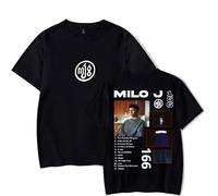 Milo J Camiseta Milo J 166 Album Mujer Hombre Casual Cuello Redondo Manga Corta Retro Tee, Negro, XL