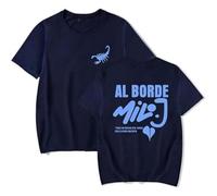 Milo J Merch Al Borde - Camiseta casual de manga corta con cuello redondo, azul marino, XL