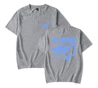 Milo J Merch Al Borde - Camiseta casual de manga corta con cuello redondo, gris, XS