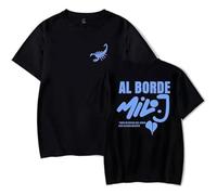 Milo J Merch Al Borde - Camiseta casual de manga corta con cuello redondo, Negro, XXS