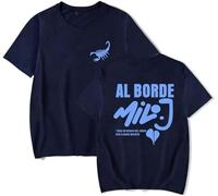 Milo J Merch Al Borde Camiseta Milo J 511 Album Mujeres Hombres Casual Cuello Redondo Manga Corta Retro Tee, azul marino, 60
